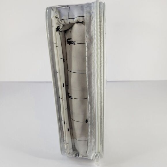 Lacoste White Black Grid 4pc QUEEN Sheets Set 100% Cotton Crocodile Anthracite - Picture 10 of 11